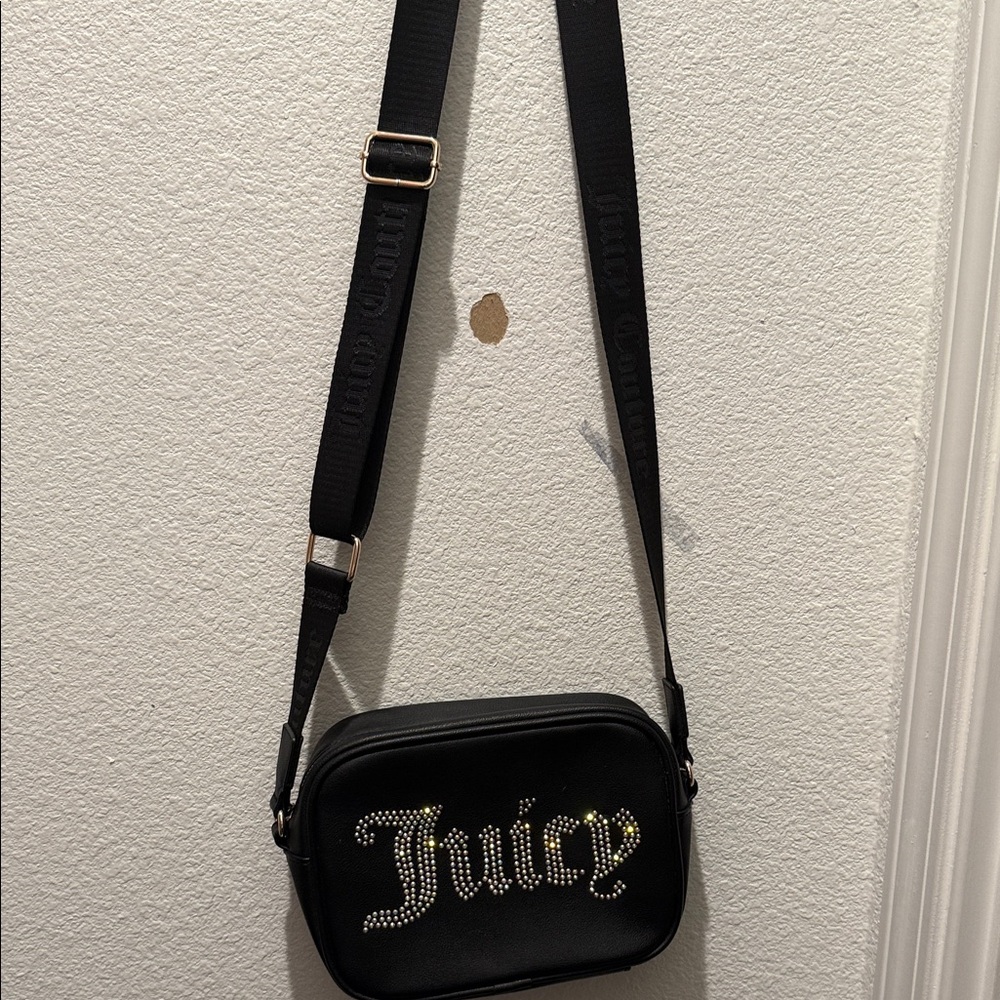Juicy Couture Black Crossbody Bag with Rhinestone Logo